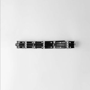 MAJE PARIS HIGH-WAISTED LEATHER BELT WITH METAL